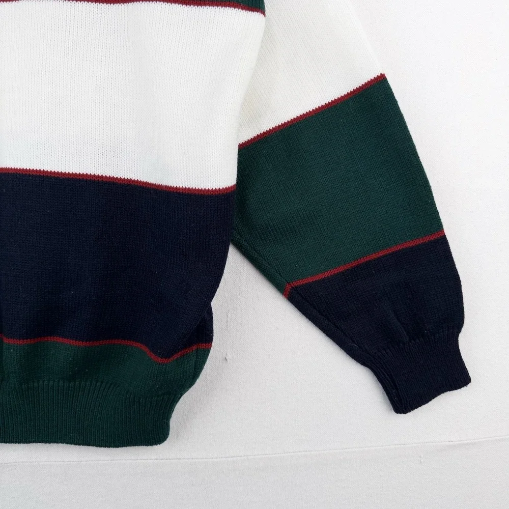 90's Vtg Embroidered Classic Yacht Club Racing Sweater Acrylic Color Block